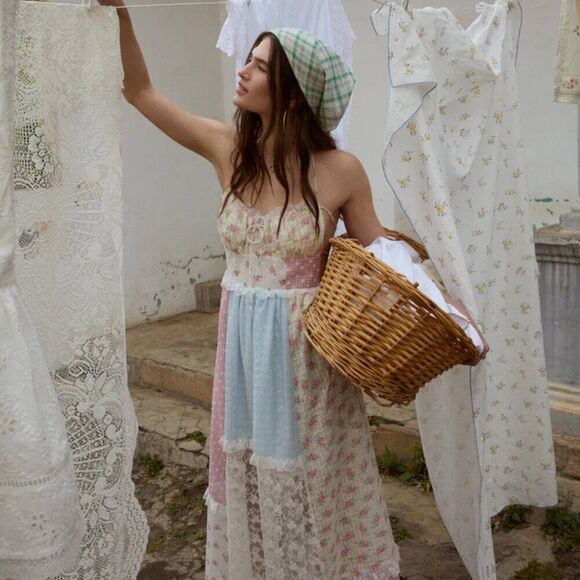 FOR LOVE & LEMONS Elula Maxi Patchwork Floral Dress NWT - Picture 2 of 13